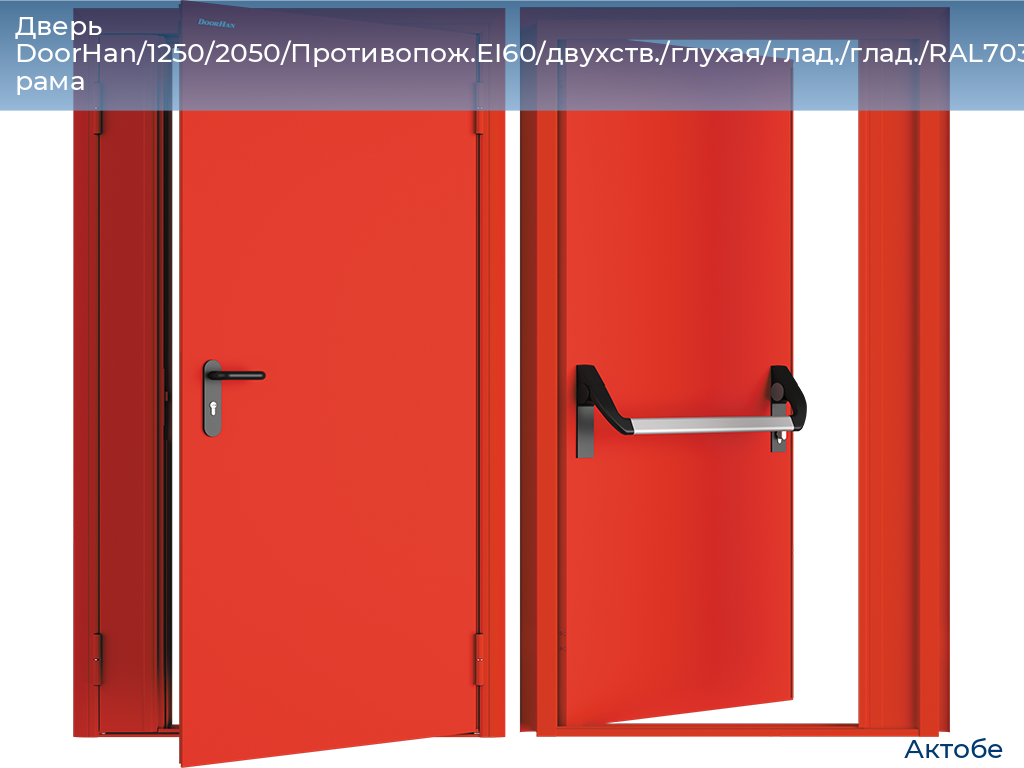 Дверь DoorHan/1250/2050/Противопож.EI60/двухств./глухая/глад./глад./RAL7035/лев./угл. рама, aktyubinsk.doorhan.ru